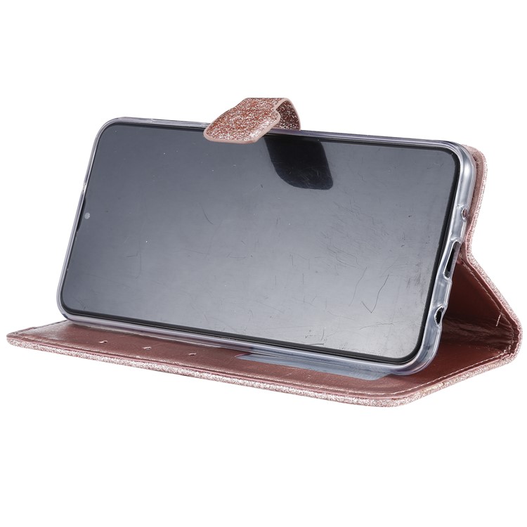 Glitter Powder Coated Wallet Leather Phone Case for Samsung Galaxy A10 / M10 - Rose Gold-8