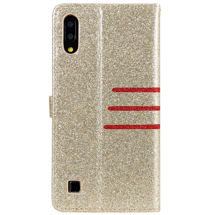 Glitter Powder Coated Wallet Leather Phone Case for Samsung Galaxy A10 / M10 - Gold-3