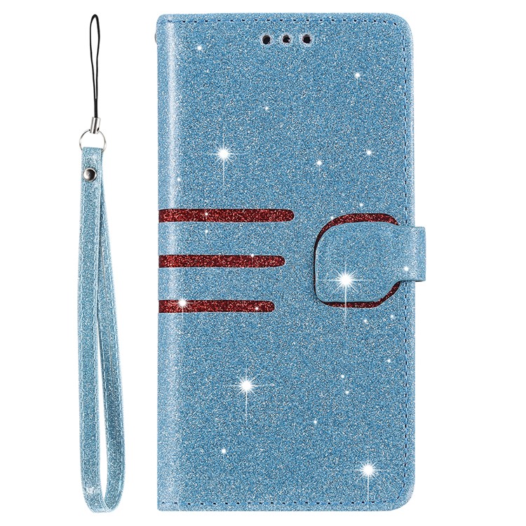 Glitter Powder Coated Wallet Leather Phone Case for Samsung Galaxy A10 / M10 - Blue-2