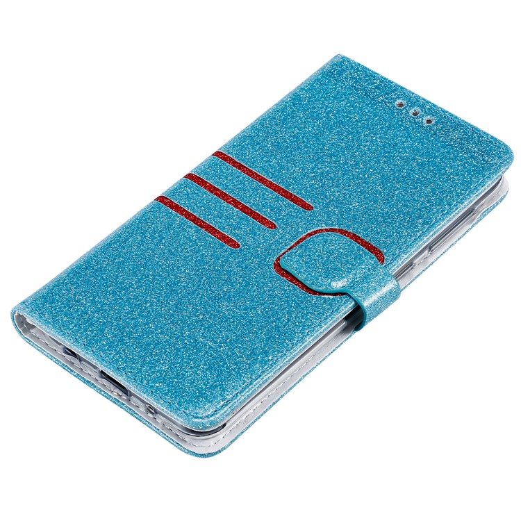 Glitter Powder Coated Wallet Leather Phone Case for Samsung Galaxy A10 / M10 - Blue-5