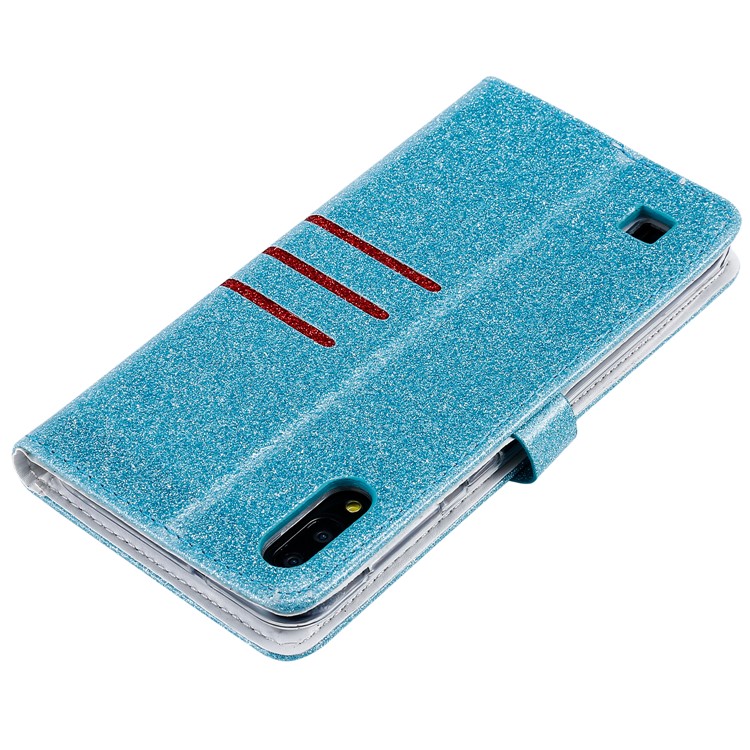 Glitter Powder Coated Wallet Leather Phone Case for Samsung Galaxy A10 / M10 - Blue-6