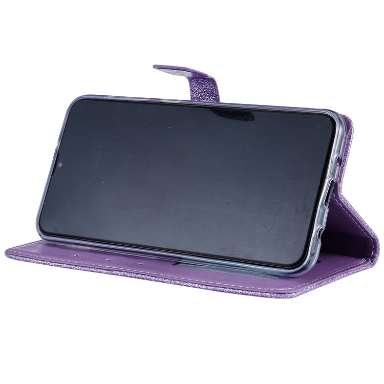 Glitter Powder Coated Wallet Leather Phone Case for Samsung Galaxy A10 / M10 - Purple-8