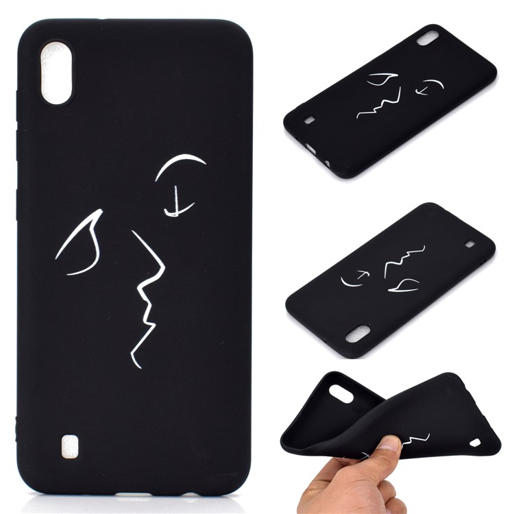 Matte Pattern Printing TPU Soft Mobile Cover for Samsung Galaxy A10 - Abstract Face-1