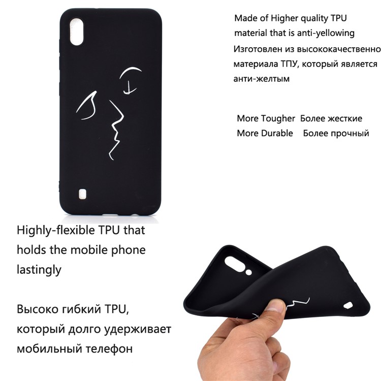 Matte Pattern Printing TPU Soft Mobile Cover for Samsung Galaxy A10 - Abstract Face-7