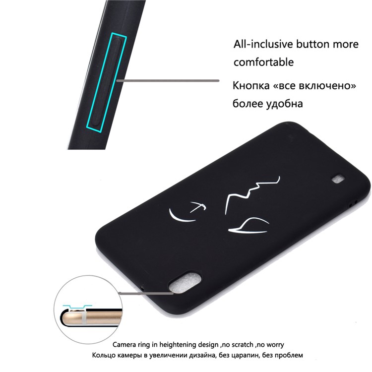 Matte Pattern Printing TPU Soft Mobile Cover for Samsung Galaxy A10 - Abstract Face-8