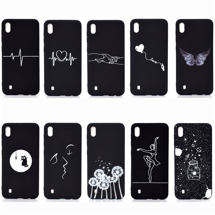 Matte Pattern Printing TPU Soft Mobile Cover for Samsung Galaxy A10 - Abstract Face-9