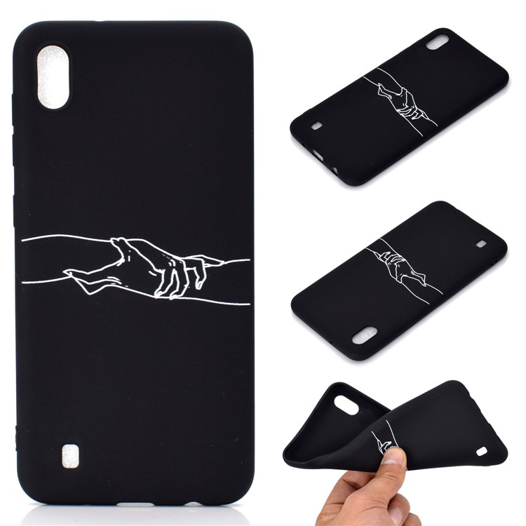 Matte Pattern Printing TPU Soft Mobile Cover for Samsung Galaxy A10 - Hands-1