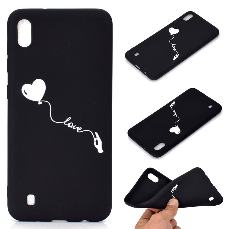 Matte Pattern Printing TPU Soft Mobile Cover for Samsung Galaxy A10 - Heart and Love-1