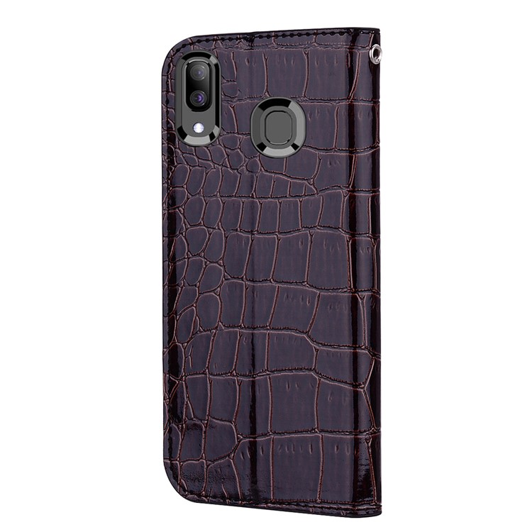 Crocodile Texture Glittery Sequins Splicing PU Leather Auto-absorbed Case for Samsung Galaxy A30/Samsung Galaxy A20 - Black-5