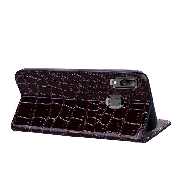 Crocodile Texture Glittery Sequins Splicing PU Leather Auto-absorbed Case for Samsung Galaxy A30/Samsung Galaxy A20 - Black-8