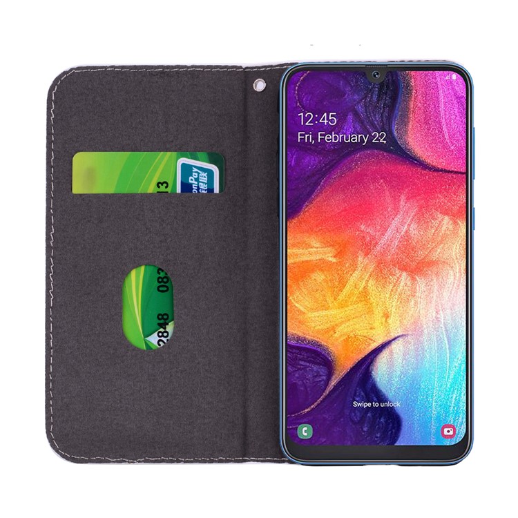 Crocodile Texture Glittery Sequins Splicing PU Leather Auto-absorbed Case for Samsung Galaxy A30/Samsung Galaxy A20 - Red-11