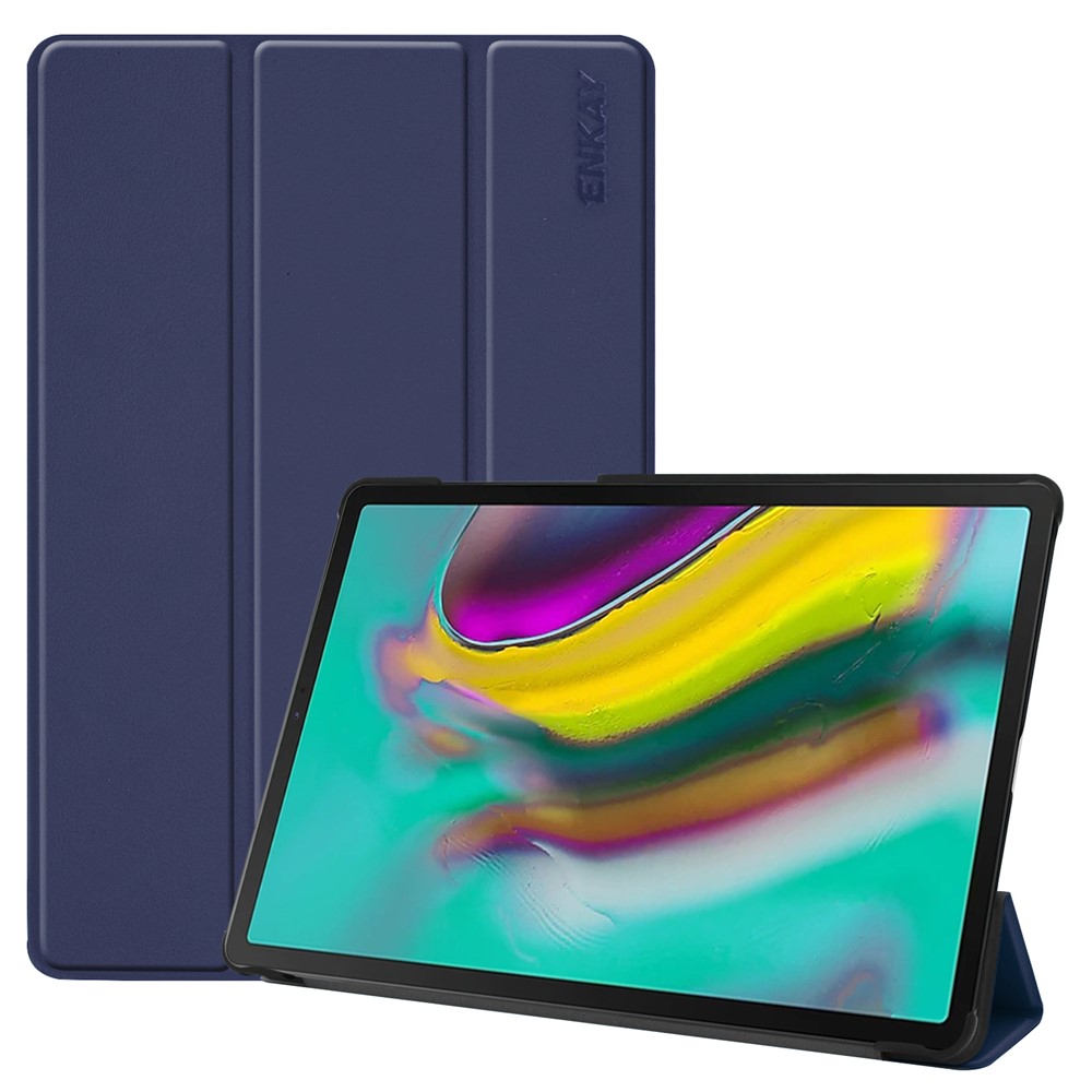 Enkay Hat Prince Tri-fold Stand Leder Smart Cover Für Samsung Galaxy Tab S5e T720 / T725 - Dunkelblau