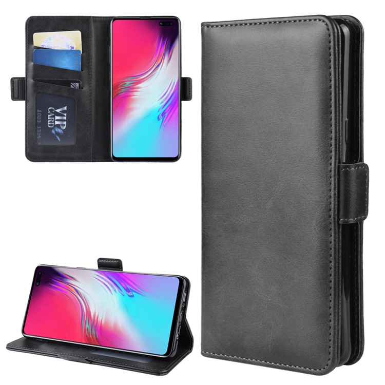 Wallet Stand Leather Protective Phone Case for Samsung Galaxy S10 5G - Black-2