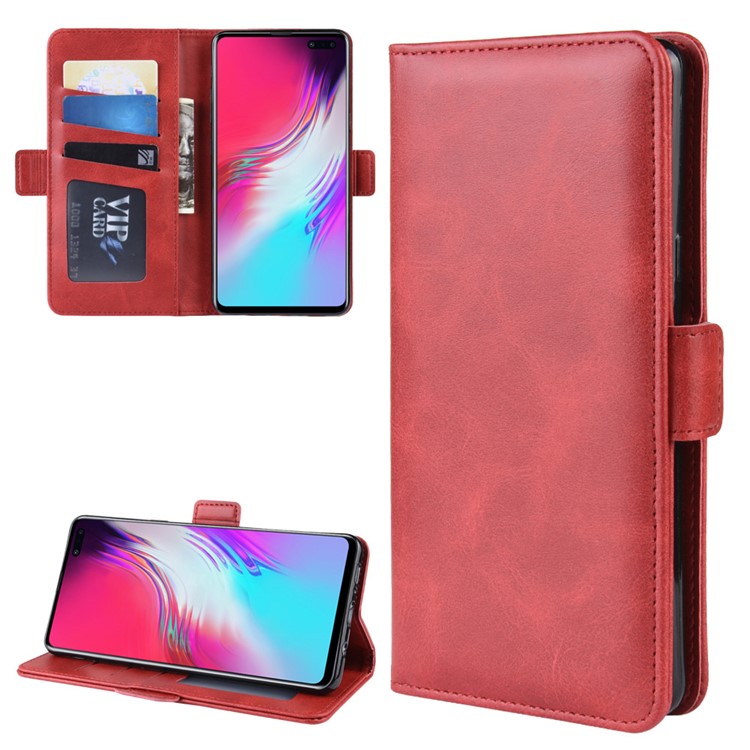 Wallet Stand Leather Protective Phone Case for Samsung Galaxy S10 5G - Red-2