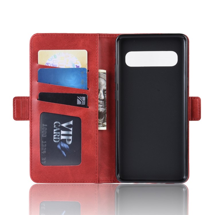Wallet Stand Leather Protective Phone Case for Samsung Galaxy S10 5G - Red-4