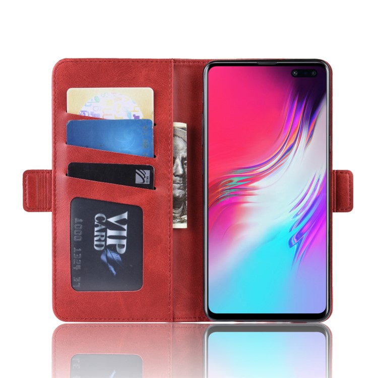 Wallet Stand Leather Protective Phone Case for Samsung Galaxy S10 5G - Red-5