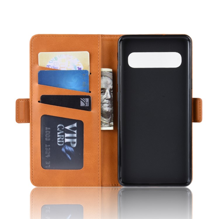 Wallet Stand Leather Protective Phone Case for Samsung Galaxy S10 5G - Yellow-4