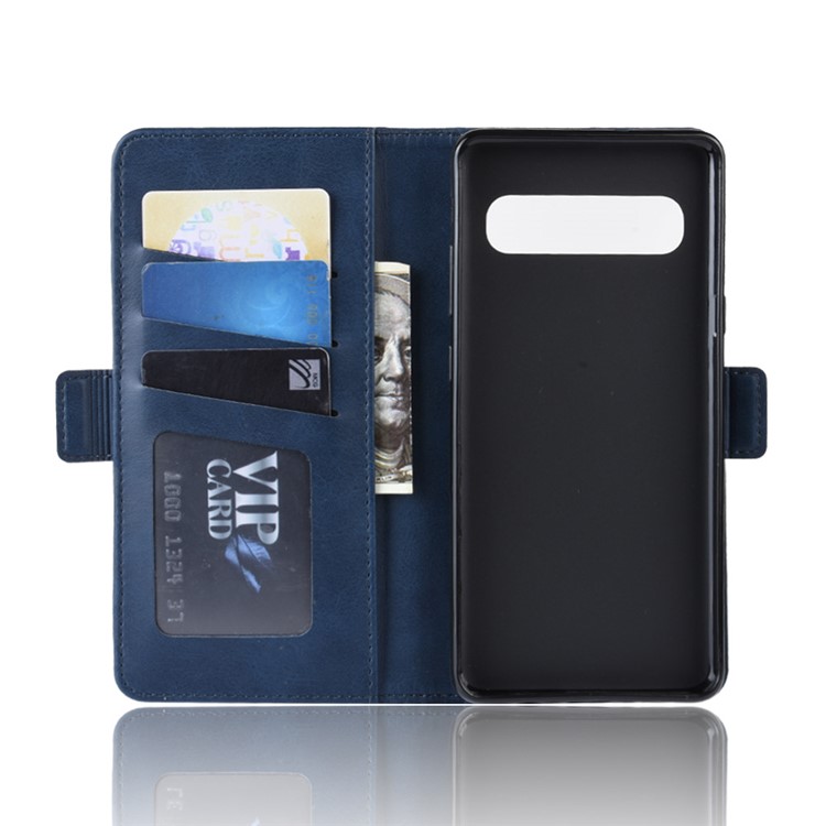 Wallet Stand Leather Protective Phone Case for Samsung Galaxy S10 5G - Dark Blue-4
