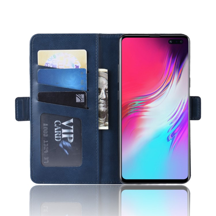 Wallet Stand Leather Protective Phone Case for Samsung Galaxy S10 5G - Dark Blue-5