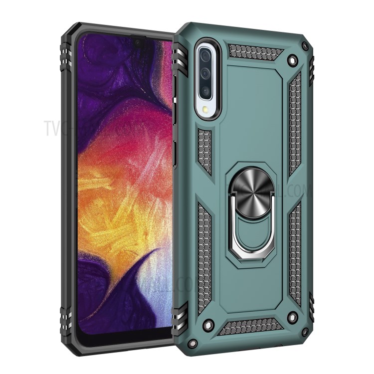 Hybrid PC TPU Kickstand Armor Phone Casing for Samsung Galaxy A50 / A50s / A30s - Green-1