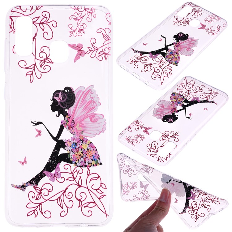 Pattern Printing TPU Case for Samsung Galaxy A40 - Flowered Beauty-1