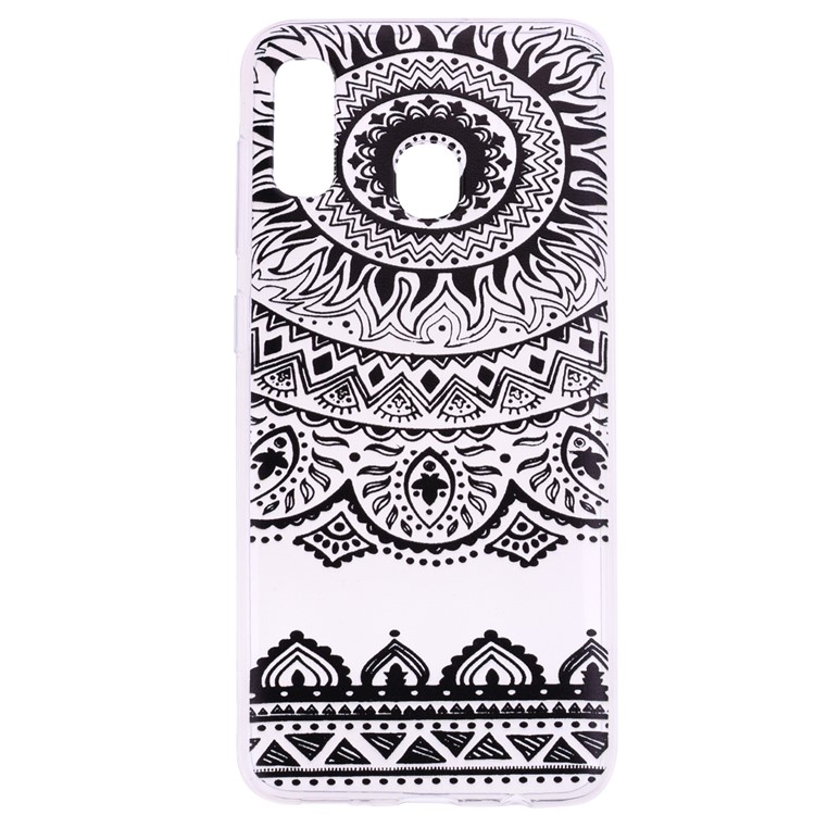 Pattern Printing TPU Case for Samsung Galaxy A40 - Black Flower-2