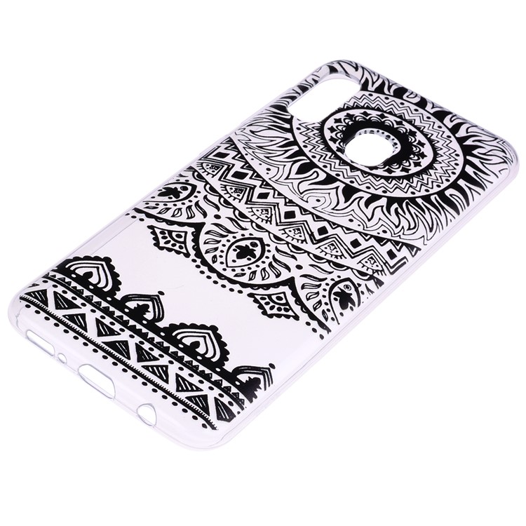 Pattern Printing TPU Case for Samsung Galaxy A40 - Black Flower-3