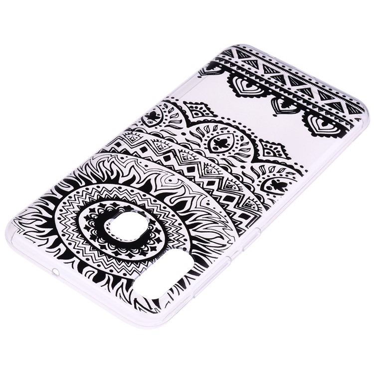 Pattern Printing TPU Case for Samsung Galaxy A40 - Black Flower-4