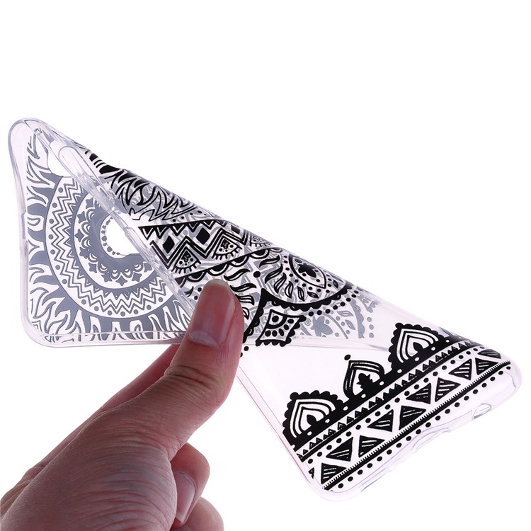 Pattern Printing TPU Case for Samsung Galaxy A40 - Black Flower-5