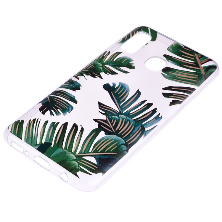 Custodia TPU di Stampa Pattern Per Samsung Galaxy A40 - Foglie-3