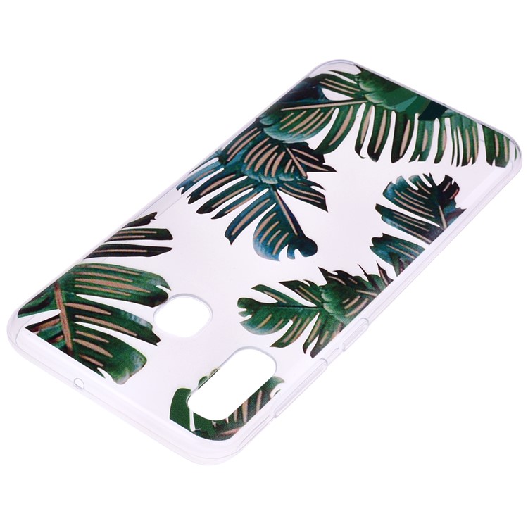 Custodia TPU di Stampa Pattern Per Samsung Galaxy A40 - Foglie-4