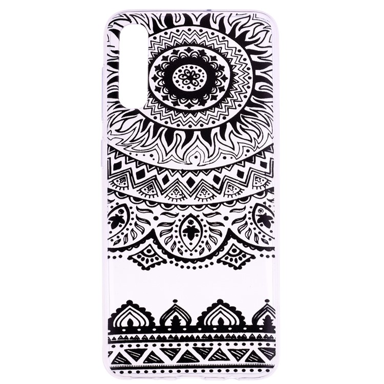 Pattern Printing TPU Case for Samsung Galaxy A70 - Black Flower-2
