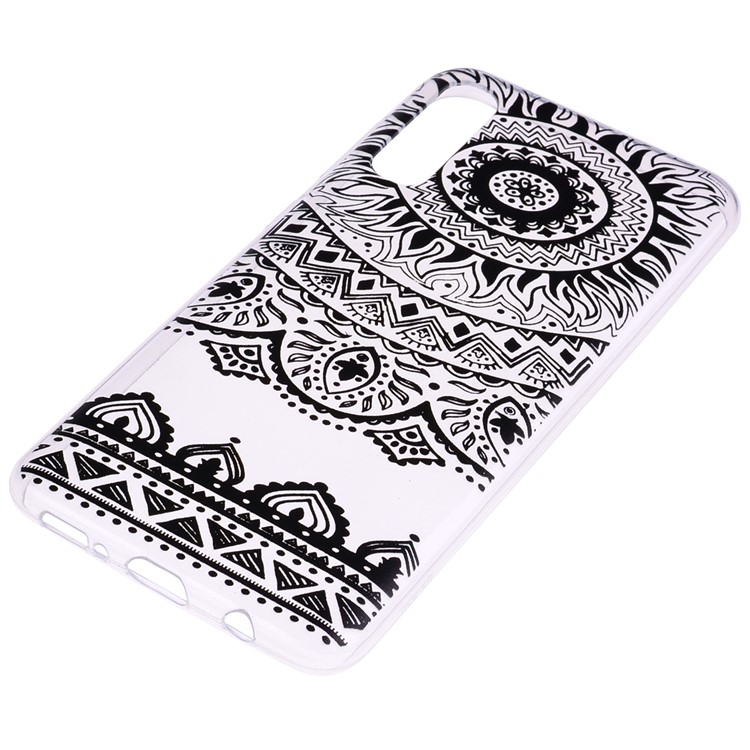 Pattern Printing TPU Case for Samsung Galaxy A70 - Black Flower-3