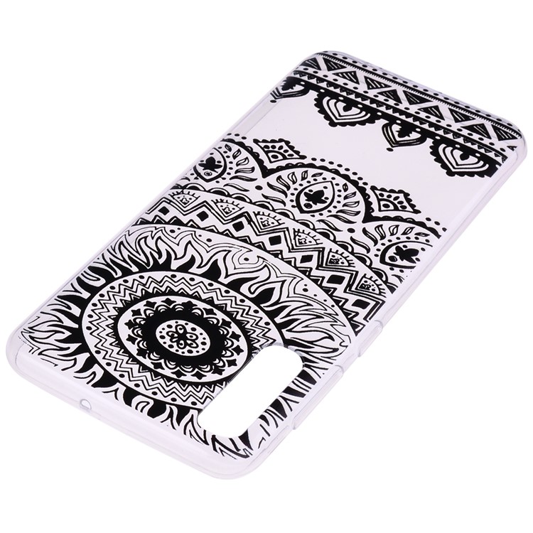 Pattern Printing TPU Case for Samsung Galaxy A70 - Black Flower-4
