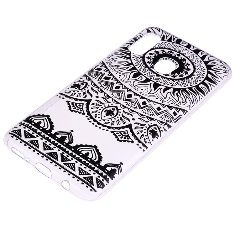 Pattern Printing TPU Case for Samsung Galaxy A20e - Black Flower-3