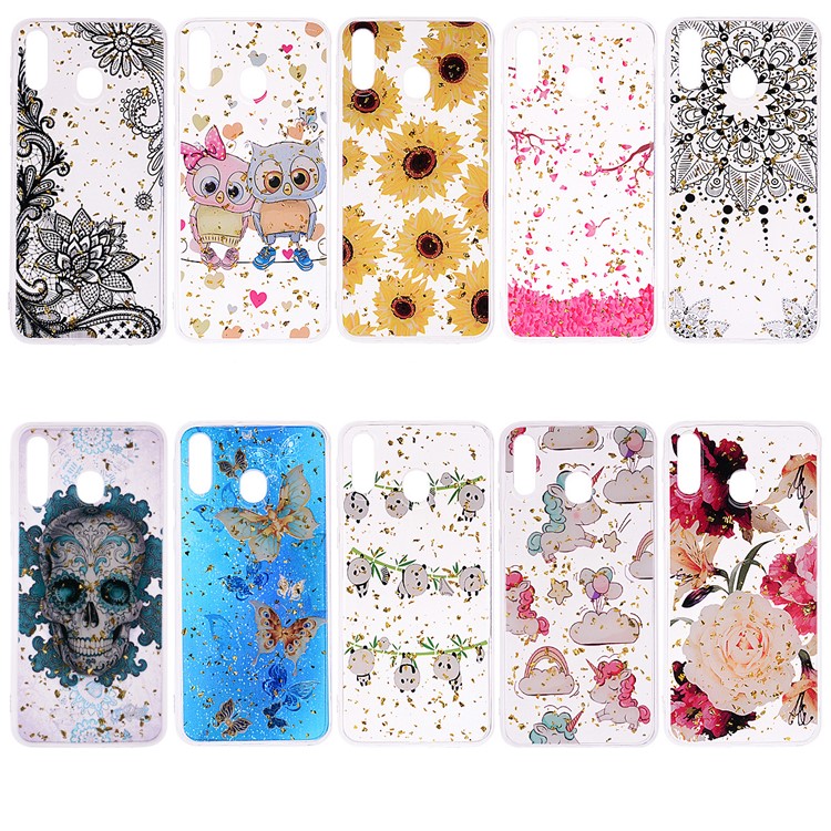 Glitter Sequins Inlaid Patterned TPU Phone Cover for Samsung Galaxy A40 - Sunflowers-6