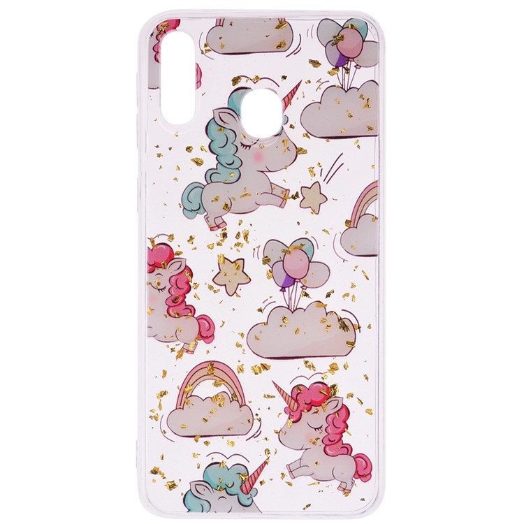 Glitter Sequins Inlaid Patterned TPU Phone Cover for Samsung Galaxy A40 - Unicorns-2