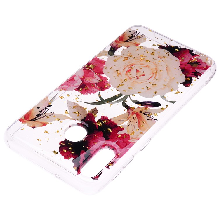 Glitter Sequins Inlaid Patterned TPU Phone Cover for Samsung Galaxy A40 - Pretty Flowers-4
