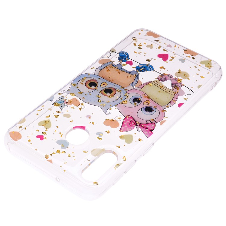 Glitter Sequins Inlaid Patterned TPU Phone Cover for Samsung Galaxy A40 - Two Owls-4