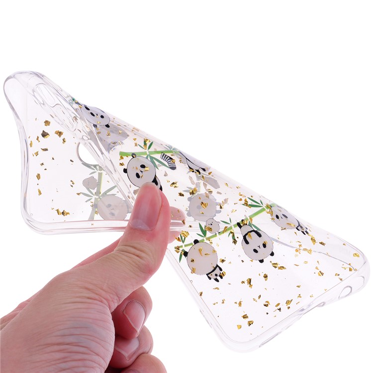 Glitter Sequins Inlaid Patterned TPU Phone Cover for Samsung Galaxy A40 - Pandas-5