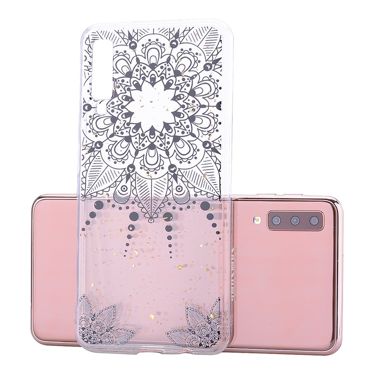 Lentejuelas Con Brillo Con Incrustaciones Y Funda De TPU Para Samsung Galaxy A70 - Flor Negra-2