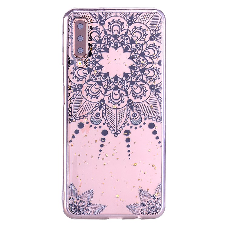 Lentejuelas Con Brillo Con Incrustaciones Y Funda De TPU Para Samsung Galaxy A70 - Flor Negra-3
