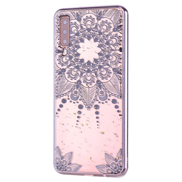 Lentejuelas Con Brillo Con Incrustaciones Y Funda De TPU Para Samsung Galaxy A70 - Flor Negra-4