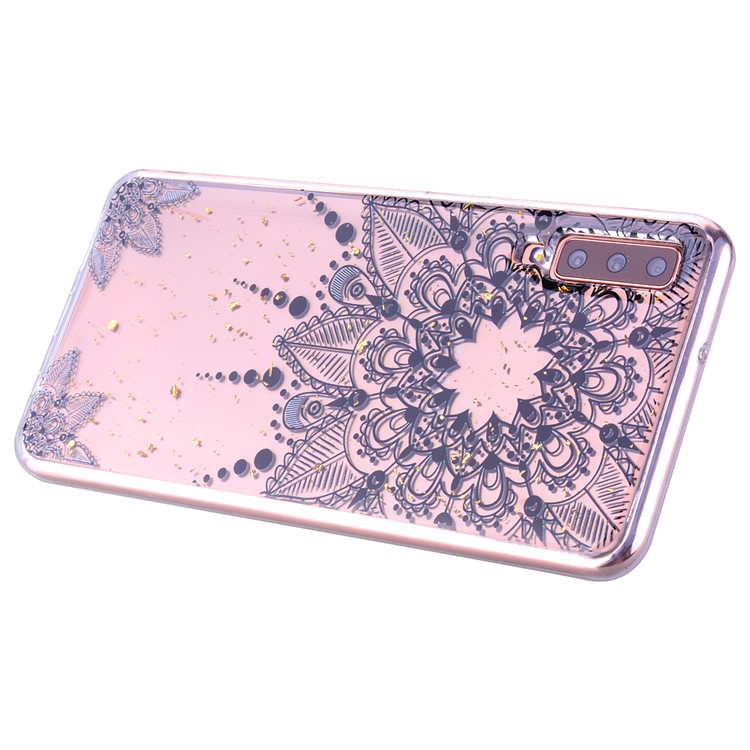 Lentejuelas Con Brillo Con Incrustaciones Y Funda De TPU Para Samsung Galaxy A70 - Flor Negra-5