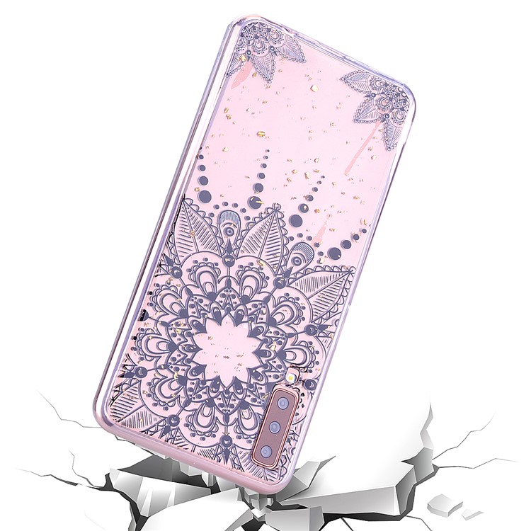 Lentejuelas Con Brillo Con Incrustaciones Y Funda De TPU Para Samsung Galaxy A70 - Flor Negra-6