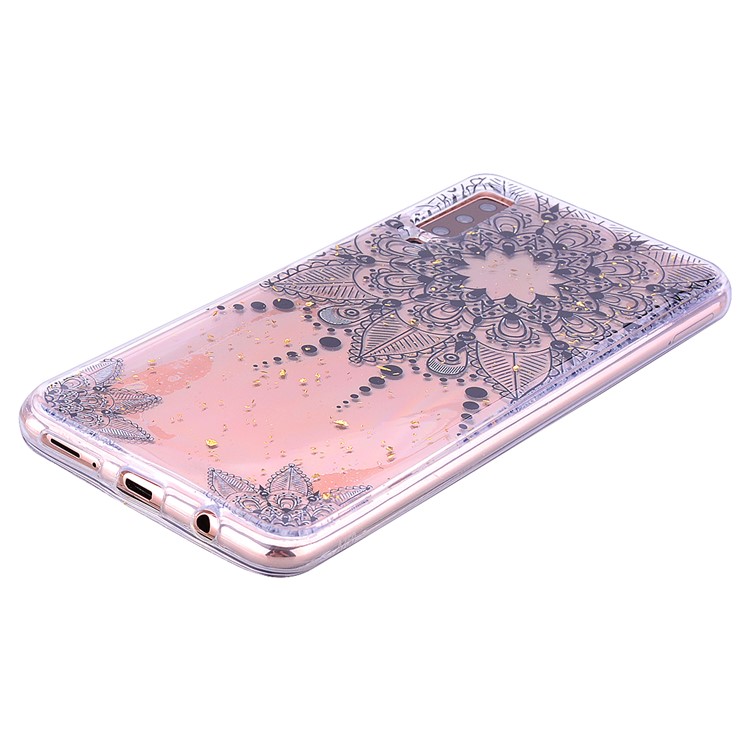 Lentejuelas Con Brillo Con Incrustaciones Y Funda De TPU Para Samsung Galaxy A70 - Flor Negra-7