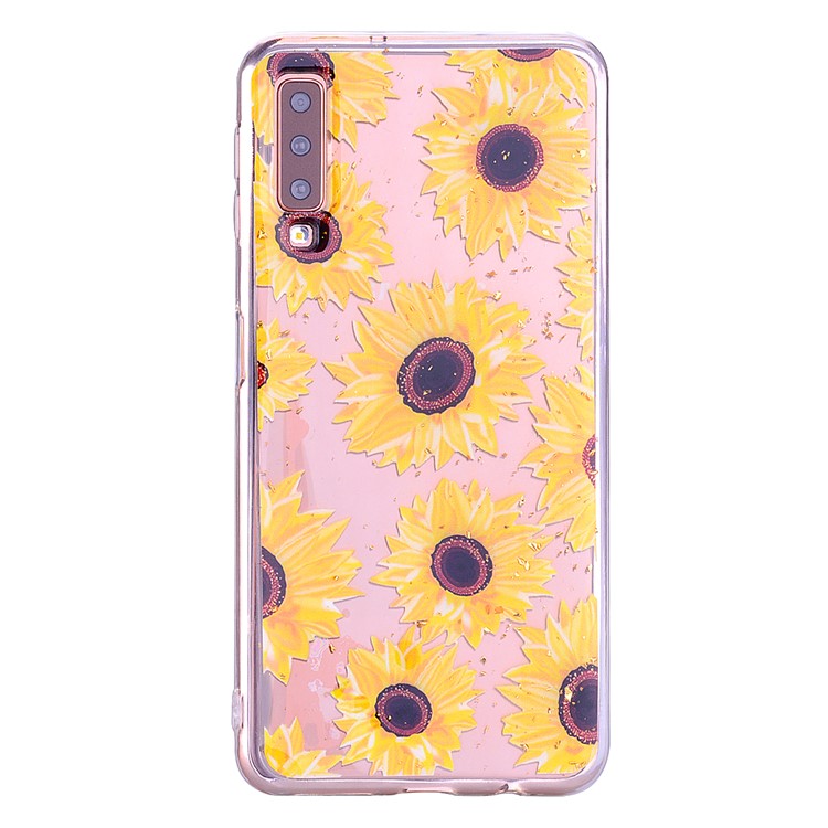 Glitter Sequins Inlaid Patterned TPU Phone Cover for Samsung Galaxy A70 - Sunflowers-3
