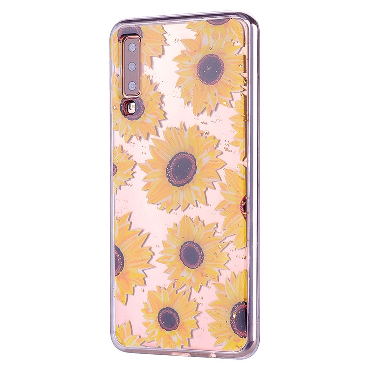 Glitter Sequins Inlaid Patterned TPU Phone Cover for Samsung Galaxy A70 - Sunflowers-4