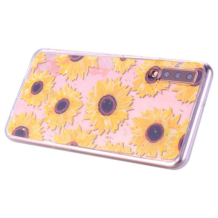 Glitter Sequins Inlaid Patterned TPU Phone Cover for Samsung Galaxy A70 - Sunflowers-5