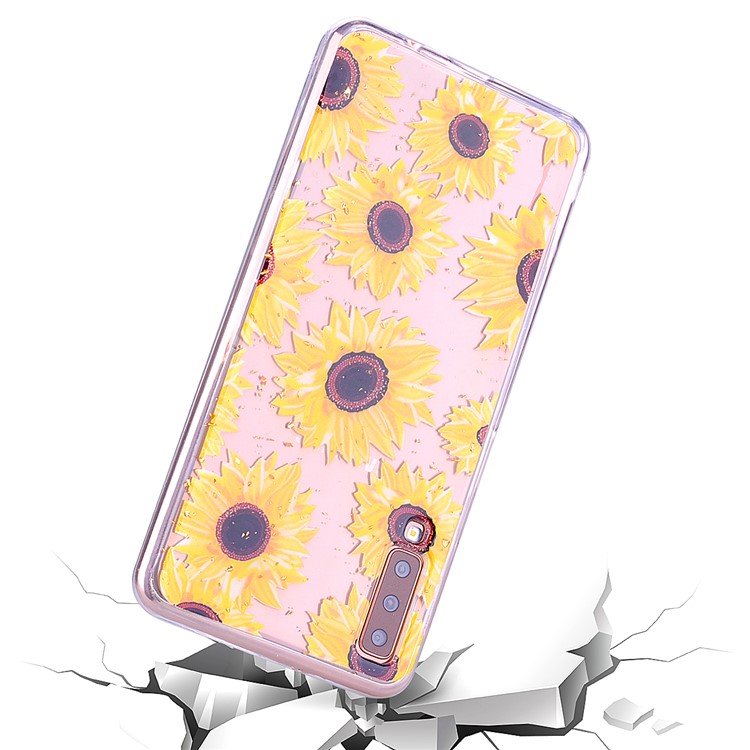 Glitter Sequins Inlaid Patterned TPU Phone Cover for Samsung Galaxy A70 - Sunflowers-6